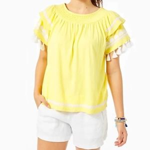 Lilly Pulitzer Yellow Nailah Top Sz XXS